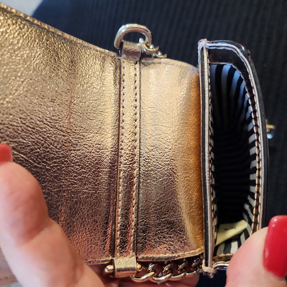 NWOT KATE SPADE Italian Pebble Leather Metallic Gold Crossbody Phone Bag - Picture 8 of 15